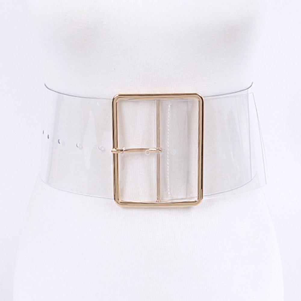 BNWT Plus Size Skinny Square Buckle Cleared Transparent Fashion Belt